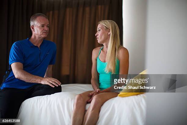 Suzy Favor Hamilton and her husband talk at home. Suzy is a three-time Olympian, writer, advocate, wife and mother. With incredible support from her...