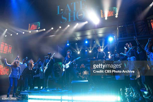 The Late Show with Stephen Colbert and guest OK GO during Wednesday's 11/23/16 show in New York.