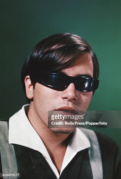 Puerto Rican born singer and guitarist Jose Feliciano pictured wearing dark glasses in 1969.