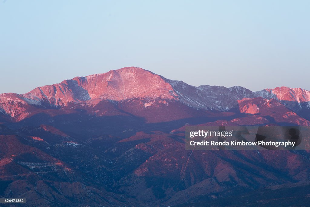 Pikes Peak in Colorado Springs at sunrise