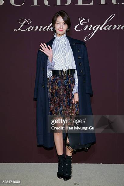 Yoona of South Korean girl group Girls' Generation attends the photocall for BURBERRY 160th Anniversary at the Burberry Seoul Flagship store on...