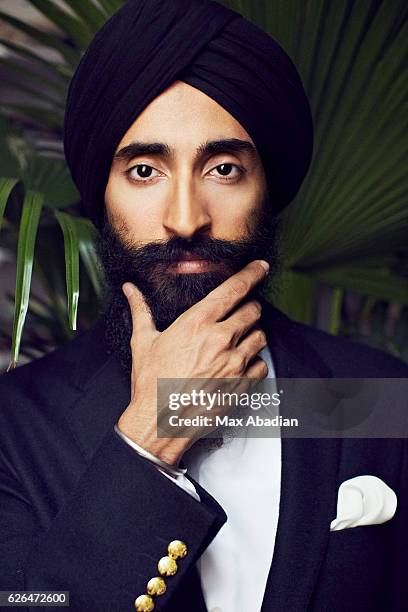 Designer Waris Ahluwalia is photographed for Frank & Oak on August 13, 2013 in New York City. Published Image.