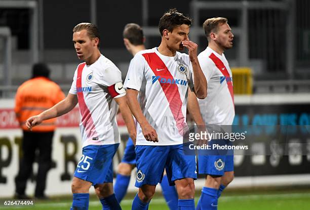 Jelle Vossen forward of Club Brugge looks dejected pictured during Croky cup 1/8 F match between K.A.S.Eupen and Club Brugge K.V. On November 29,...