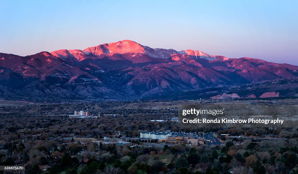 Overlook view of Colorado Springs and Pikes Peak