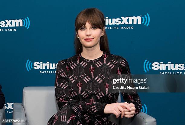 Actress Felicity Jones visits the SiriusXM Studio on November 29, 2016 in New York City.