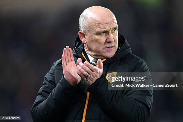 Hull city's manager Mike Phelan during the EFL Cup Quarter Final match between Hull City and Newcastle United at KCOM Stadium on November 29, 2016 in...