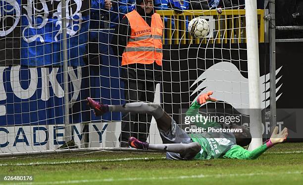 Babacar Niasse goalkeeper of Eupen pictured during Croky cup 1/8 F match between K.A.S.Eupen and Club Brugge K.V. On November 29, 2016 in Eupen,...