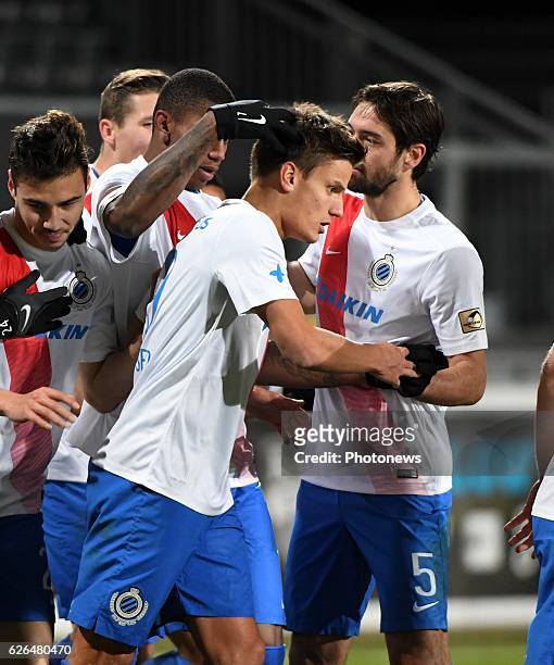 Jelle Vossen forward of Club Brugge celebrates scoring a goal pictured during Croky cup 1/8 F match between K.A.S.Eupen and Club Brugge K.V. On...