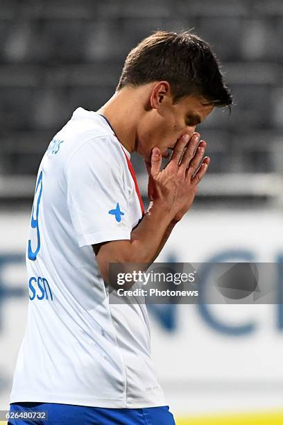 Babacar Niasse goalkeeper of Eupen pictured during Croky cup 1/8 F match between K.A.S.Eupen and Club Brugge K.V. On November 29, 2016 in Eupen,...