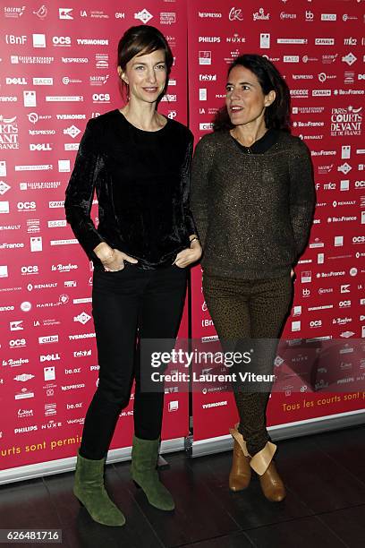 Emilie Caen and Mazarine Pingeot attend "Courts Devants" Paris Festival at Mk2 Bibliotheque on November 29, 2016 in Paris, France.