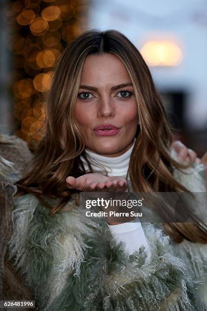 Victoria's Secret Angel Barbara Fialho is seen next to her hotel on November 29, 2016 in Paris, France.