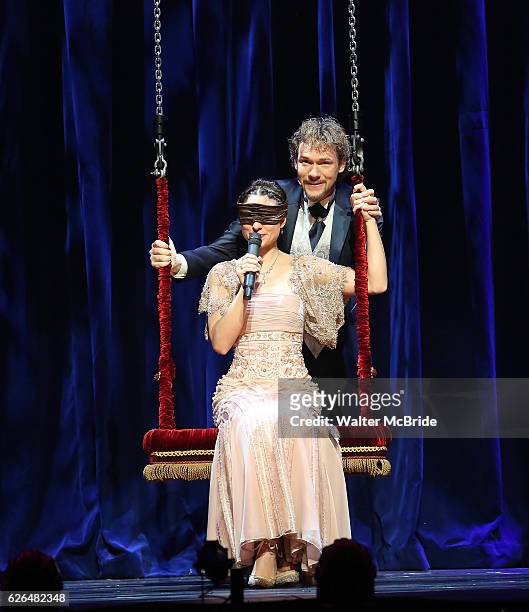 Thommy Ten and Amelie van Tass, The Clairvoyants from 'The Illusionists' during a press preview of 'The Illusionists - Turn of the Century' at The...