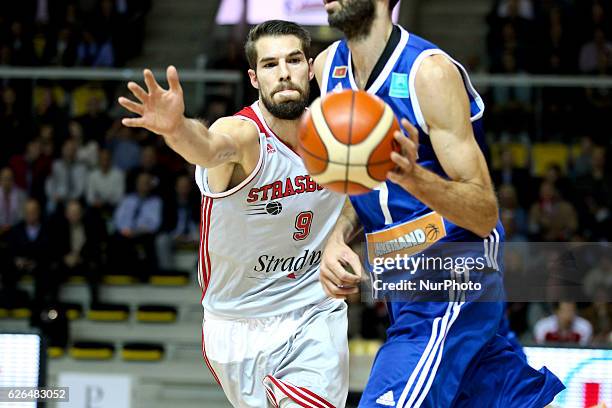 Jeremy Leloup 9 in action during SIG Strasbourg v KK Mornar Regular Season - Group D of Basketball Champions League in Strasbourg, France, on 29...