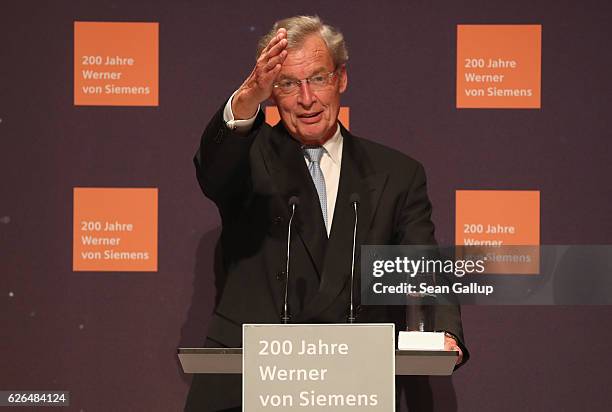 Gerhard Cromme, chairman of the supervisory board of Siemens AG, speaks at the gala event of the 200th birthday of Werner von Siemens. Von Siemens,...