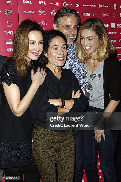 Elsa Zylberstein, Mazarine Pingeot and Julie Gayet attend "Courts Devants" Paris Festival at Mk2 Bibliotheque on November 29, 2016 in Paris, France.