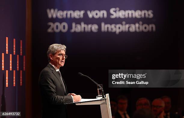 Joe Kaeser, president and CEO of Siemens AG, speaks at the gala event of the 200th birthday of Werner von Siemens. Von Siemens, born on December 13...