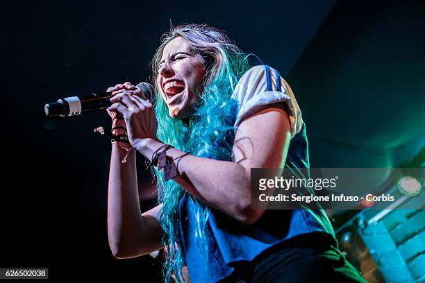 Lisa Cimorelli of American singing group Cimorelli performs on stage on November 27, 2016 in Milan, Italy.