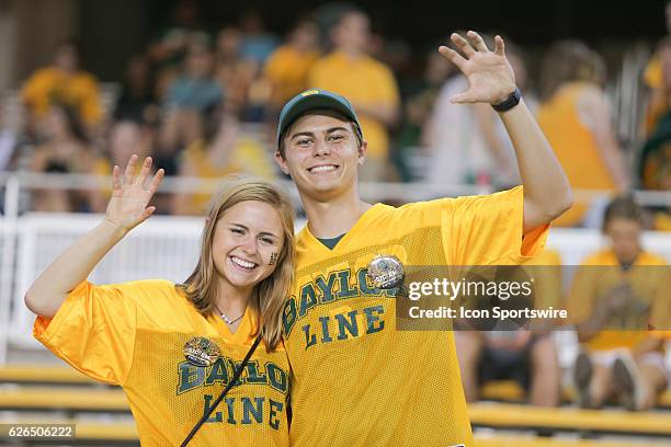 Baylor students Melanie Tingue and R.J. Beecher during the game between Baylor University and Northwestern State at McLane Stadium in Waco, TX