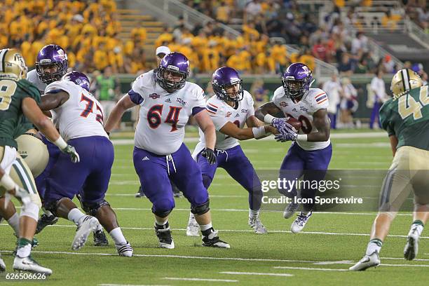 Northwestern State Demons running back Chris Jones takes a handoff during the game between Baylor University and Northwestern State at McLane Stadium...