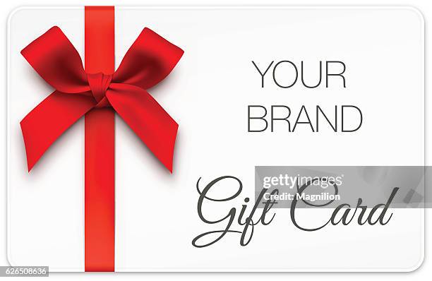 geschenkgutschein mit roter schleife - geschenkanhänger stock-grafiken, -clipart, -cartoons und -symbole