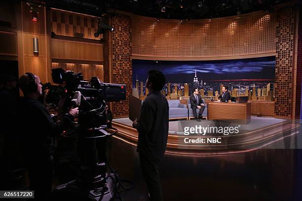 Episode 0580 -- Pictured: Director J.J. Abrams during an interview with host Jimmy Fallon on November 29, 2016 --