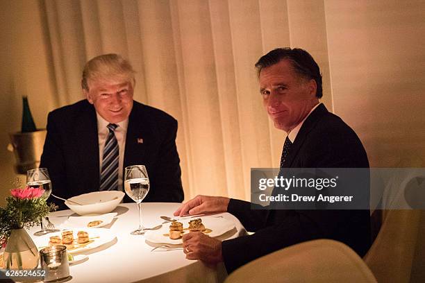 President-elect Donald Trump and Mitt Romney dine at Jean Georges restaurant, November 29, 2016 in New York City. President-elect Donald Trump and...