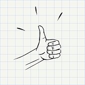 Thumbs up gesture doodle icon
