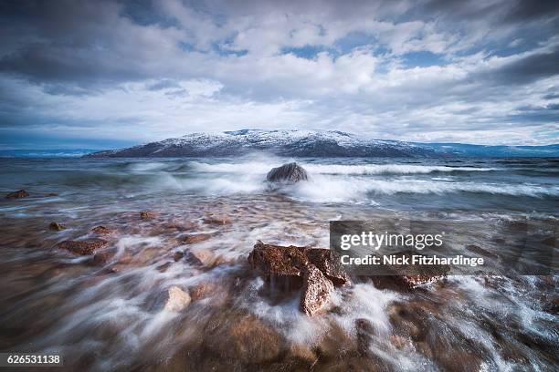 Waves Crashing Ashore On Okanagan Lake British Columbia Canada High-Res Stock Photo
