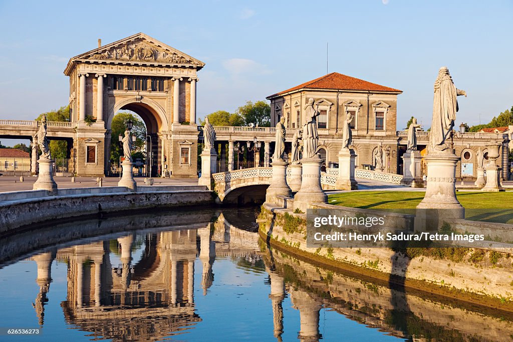 Italy, Veneto, Padua, Prato della Valle with statues