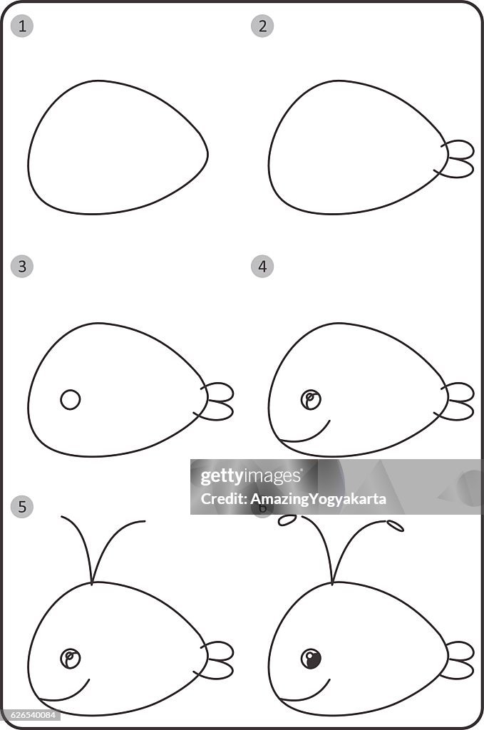 Cómo Dibujar Ballena Fácil Dibujo Ballena Para Los Niños Paso A Paso  Ilustración de stock - Getty Images