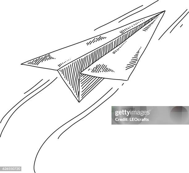 papierebene zeichnung - paper airplane stock-grafiken, -clipart, -cartoons und -symbole