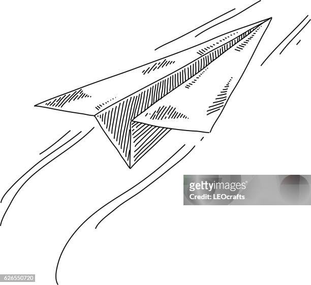 paper plane drawing - paper airplane stock illustrations