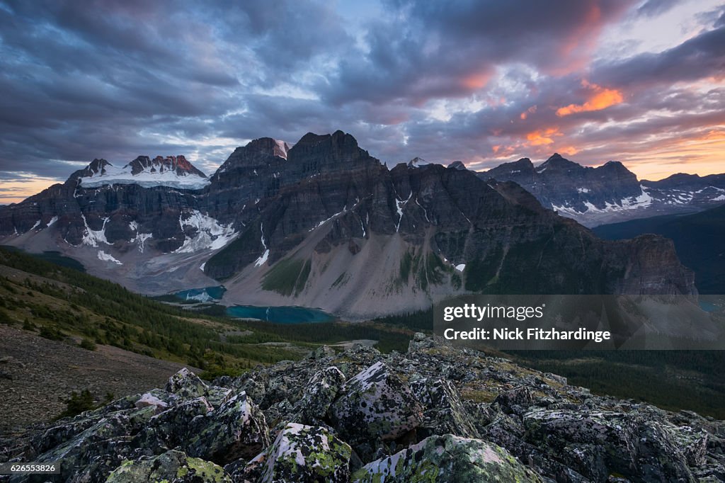 Sunset over the continental divide from Panorama Ridge, Banff National Park, Alberta, Canada