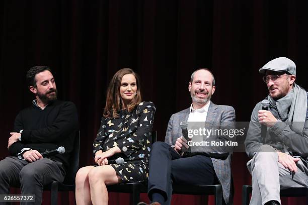 Director Pablo Larrain, actress Natalie Portman, writer Noah Oppenheim and producer Darren Aronofsky attend a panel discussion following the Official...