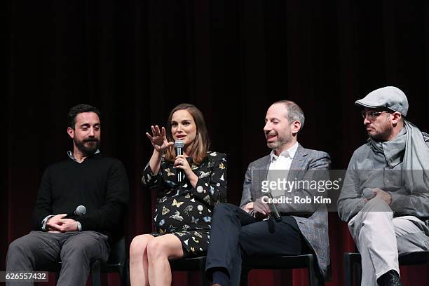 Director Pablo Larrain, actress Natalie Portman, writer Noah Oppenheim and producer Darren Aronofsky attend a panel discussion following the Official...