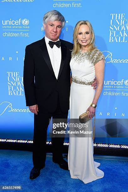 Gala Co-Chair Gillian Miniter and Sylvester Miniter attend the 12th annual UNICEF Snowflake Ball at Cipriani Wall Street on November 29, 2016 in New...