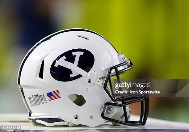 Brigham Young Cougars helmet during the Cactus Kickoff Classic NCAA football game between the Brigham Young Cougars and the Arizona Wildcats at the...