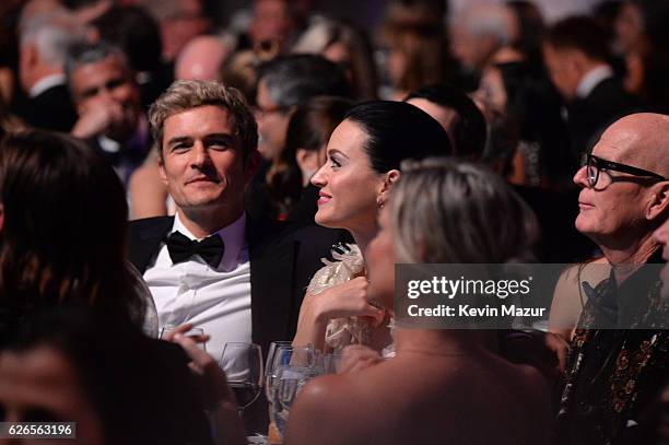 Orlando Bloom, Katy Perry, and Keith Hudson attend the 12th annual UNICEF Snowflake Ball at Cipriani Wall Street on November 29, 2016 in New York...
