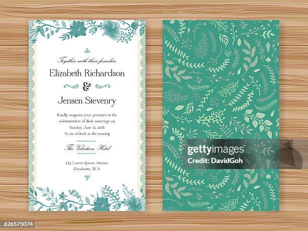 floral wedding invitation template - floral invite stock illustrations