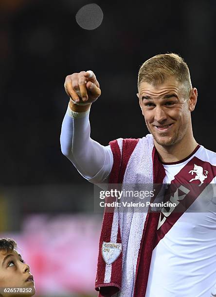 Joe Hart of FC Torino gestures during the Serie A match between FC Torino and AC ChievoVerona at Stadio Olimpico di Torino on November 26, 2016 in...