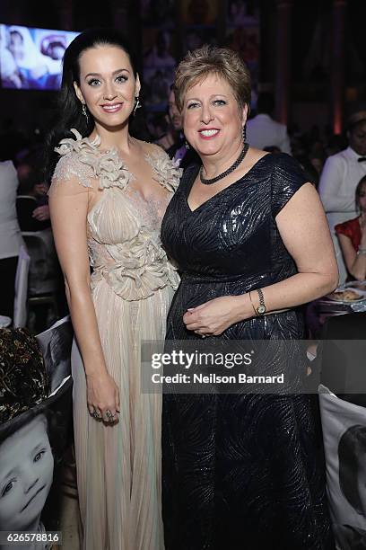 Goodwill Ambassador and Audrey Hepburn Humanitarian Award Honoree Katy Perry, and U.S. Fund for UNICEF President & CEO Caryl Stern attend the 12th...