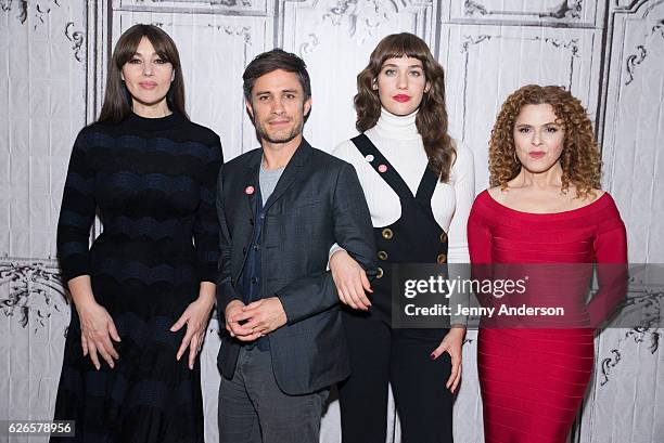 Monica Bellucci, Gael Garcia Bernal, Lola Kirke and Bernadette Peters attend AOL Build Series at AOL HQ on November 29, 2016 in New York City.