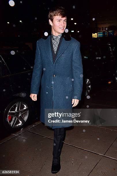 Ansel Elgort arrives to the 30th FN Achievement Awards at IAC Headquarters on November 29, 2016 in New York City.