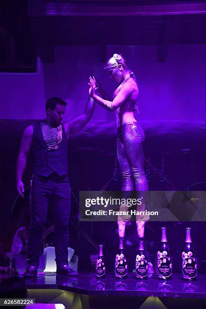 Performers at the L'Eden By Perrier-Jouet opening night in partnership with Vanity Fair at Casa Faena on November 29, 2016 in Miami Beach, Florida.