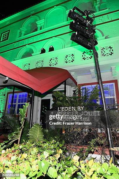 An overall view of the exterior at the L'Eden By Perrier-Jouet opening night in partnership with Vanity Fair at Casa Faena on November 29, 2016 in...