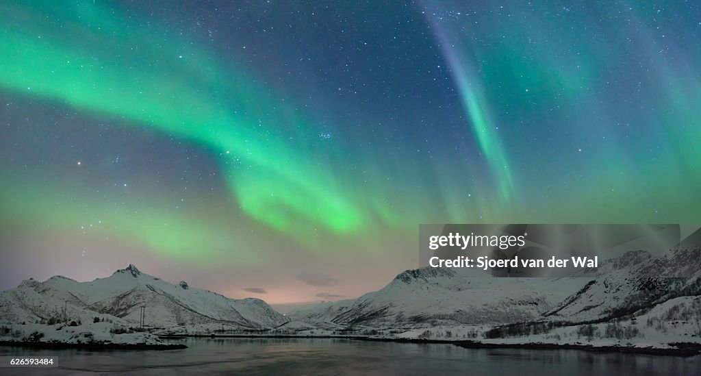 Northern Lights over the Lofoten Islands in Norway