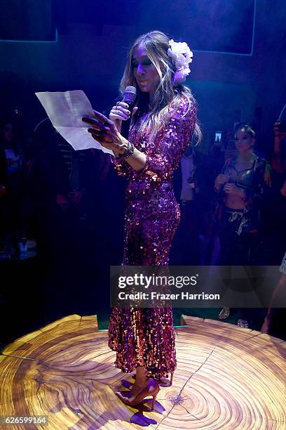 Actress Sarah Jessica Parker attends the L'Eden By Perrier-Jouet opening night in partnership with Vanity Fair at Casa Faena on November 29, 2016 in...