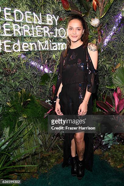 Actress Sasha Lane attends the L'Eden By Perrier-Jouet opening night in partnership with Vanity Fair at Casa Faena on November 29, 2016 in Miami...