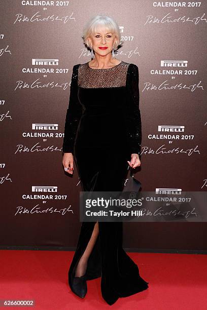 Actress Helen Mirren attends the 2016 Pirelli Calendar unveiling gala at La Cite Du Cinema on November 29, 2016 in Saint-Denis, France.