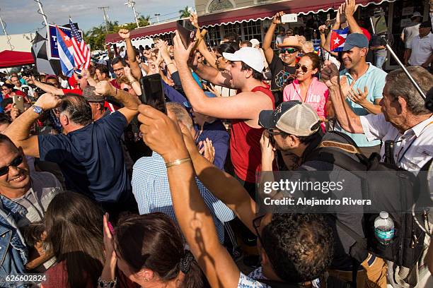 group of demonstrators celebrating - cuba protest stock pictures, royalty-free photos & images